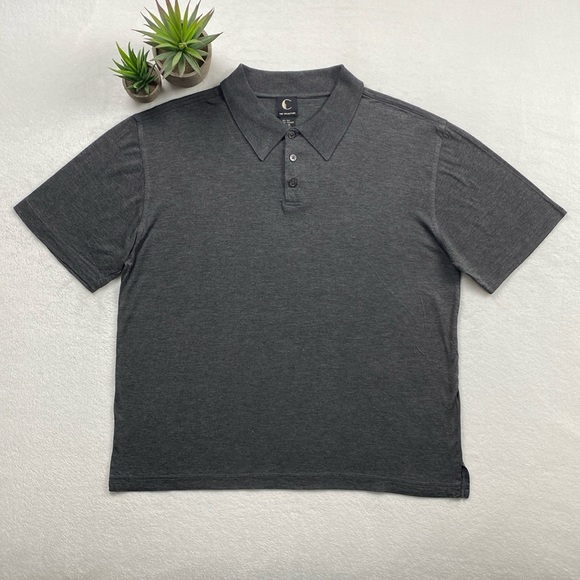 The Collection Other - The Collection Silk Cashmere Blend Short Sleeve Polo (Dark Gray)